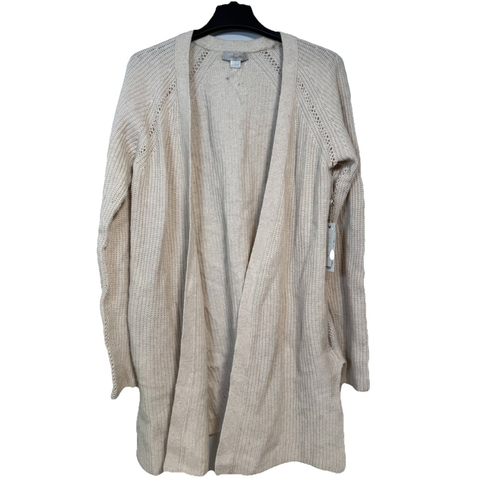 CHRISTOPHER FISCHER 100% Cashmere Ribbed Open Front Cardigan Sweater Medium NWT